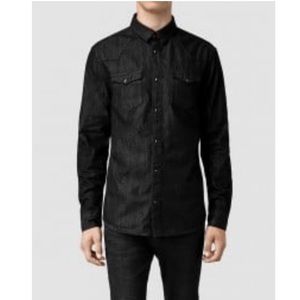 All Saints black Munrow Denim shirt size S